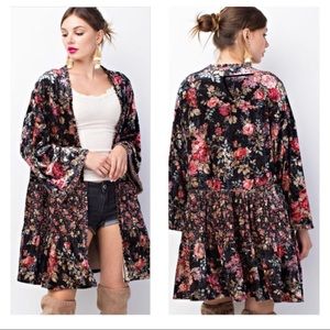 Velvet Open Front Cardigan 